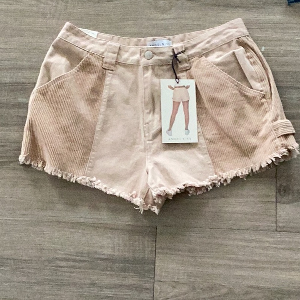 Angel Kiss Women's Tan Shorts with corduroy stripes